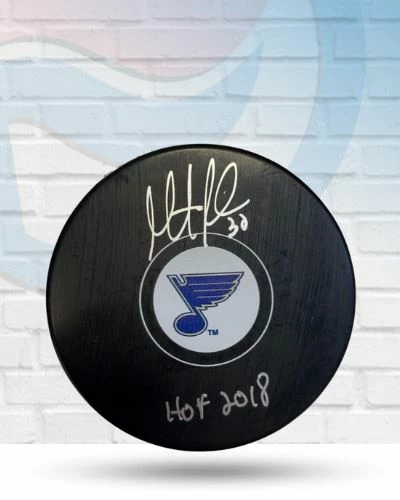 Fanatics Martin Brodeur St. Louis Blues Autographed Hockey Puck W/ "HOF 2018" Inscription - COA Autographed Memorabilia 1 Fanatics Martin Brodeur St. Louis Blues Autographed Hockey Puck W/ "HOF 2018" Inscription - COA Autographed Memorabilia
