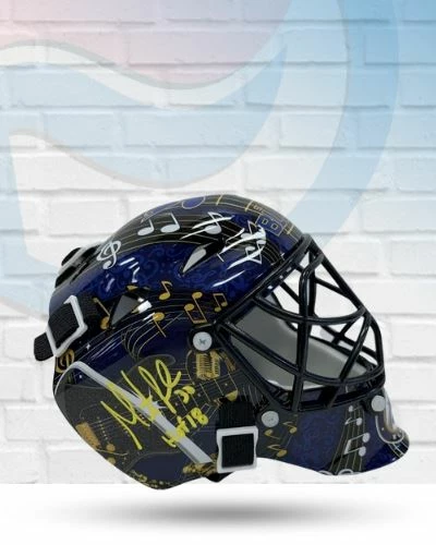 Fan Cave Sports Martin Brodeur St Louis Blues Autographed Mini Goalie Mask W/ "HOF 18" Inscription - JSA Autographed Memorabilia 1 Fan Cave Sports Martin Brodeur St Louis Blues Autographed Mini Goalie Mask W/ "HOF 18" Inscription - JSA Autographed Memorabilia