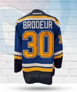 Fan Cave Sports Martin Brodeur St Louis Blues Autographed Reebok Home Jersey W/ "HOF 2018" Inscription - JSA Autographed Memorabilia