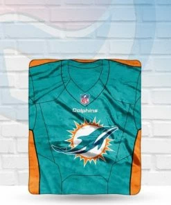 Northwest Miami Dolphins Jersey Raschel Throw Blanket 50x60 Blankets