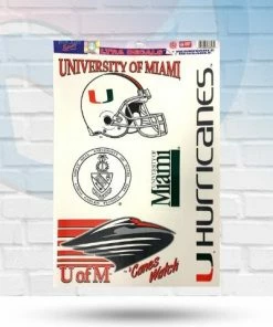 Michigan Miami Hurricanes Multi Use Decal Sheet 11"x17" Clearance