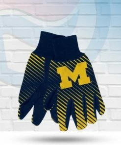 Michigan Wolverines Two Tone Striped Utility Gloves