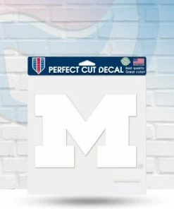 Decals Michigan Wolverines White Perfect Cut Decal 8" X 8"