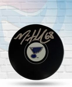Fan Cave Sports Mike Hoffman St Louis Blues Autographed Logo Puck - JSA Autographed Memorabilia