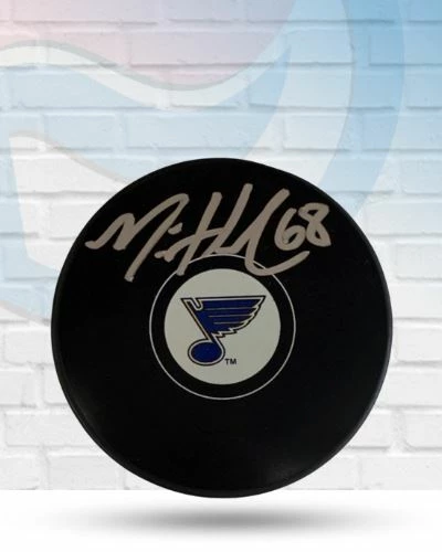 Fan Cave Sports Mike Hoffman St Louis Blues Autographed Logo Puck - JSA Autographed Memorabilia 1 Fan Cave Sports Mike Hoffman St Louis Blues Autographed Logo Puck - JSA Autographed Memorabilia
