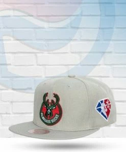 Mitchell & Ness Milwaukee Bucks Mitchell And Ness 75th Anniversary Side Patch Snapback Hat