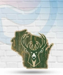 WinCraft Milwaukee Bucks State Shaped Wooden Sign