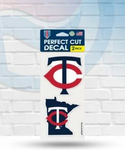 Michigan Decals Minnesota Twins State Shape Set Of Two Perfect Cut Decal 4" X 4"