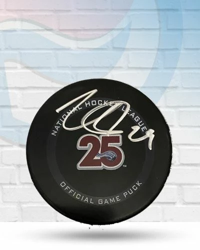 Fan Cave Sports Nathan MacKinnon Colorado Avalanche Autographed 25th Anniversary Official Game Puck - JSA 1 Fan Cave Sports Nathan MacKinnon Colorado Avalanche Autographed 25th Anniversary Official Game Puck - JSA
