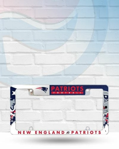 Rico Industries New England Patriots All Over Chrome License Plate Frame 1 Rico Industries New England Patriots All Over Chrome License Plate Frame