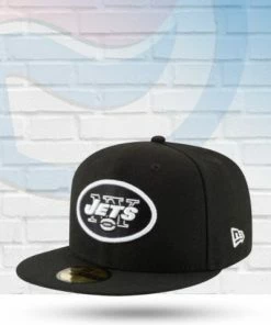 New Era Hats New York Jets Black And White 59FIFTY Fitted Hat