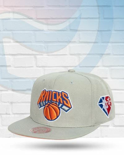 Mitchell & Ness New York Knicks Mitchell And Ness 75th Anniversary Side Patch Snapback Hat 1 Mitchell & Ness New York Knicks Mitchell And Ness 75th Anniversary Side Patch Snapback Hat