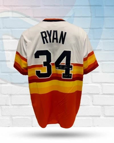 Fan Cave Sports Nolan Ryan Houston Astros Autographed Majestic Cool Base Cooperstown Collection Jersey W/ Inscription - MLB COA 1 Fan Cave Sports Nolan Ryan Houston Astros Autographed Majestic Cool Base Cooperstown Collection Jersey W/ Inscription - MLB COA