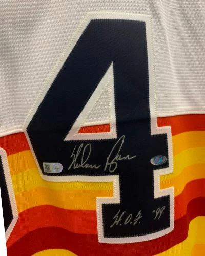 Fan Cave Sports Nolan Ryan Houston Astros Autographed Majestic Cool Base Cooperstown Collection Jersey W/ Inscription - MLB COA 2 Fan Cave Sports Nolan Ryan Houston Astros Autographed Majestic Cool Base Cooperstown Collection Jersey W/ Inscription - MLB COA