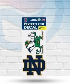 WinCraft Decals Notre Dame Fighting Irish Leprechaun Set Of Two Perfect Cut Decal 4" X 4"
