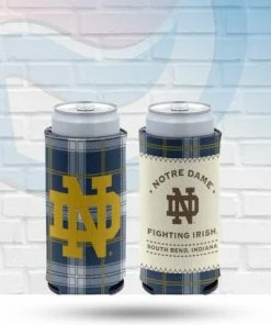WinCraft Notre Dame Fighting Irish Plaid Team Logo Slim Can Koozie Drinkware
