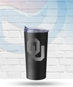 Logo Brands Oklahoma Sooners 20oz Black Powder Coat Tumbler