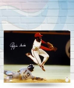 Fan Cave Sports Ozzie Smith St Louis Cardinals Autographed Jumping Throw 16x20 Photo - PSA