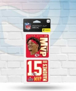 WinCraft Patrick Mahomes Kansas City Chiefs Super Bowl Set Of Two Perfect Cut Decals 4" X 4"
