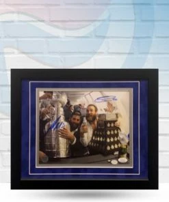 Fan Cave Sports Patrick Maroon And Ryan O'Reilly St Louis Blues Dual Autographed Framed 8x10 - JSA (Blue Matte) Autographed Memorabilia