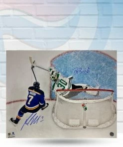Fan Cave Sports Autographed Memorabilia Patrick Maroon & Ben Bishop Dual Autographed Wrap Around 16x20 Photo - COA
