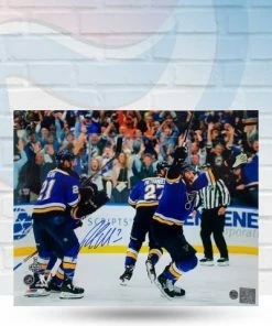 Fan Cave Sports Patrick Maroon St Louis Blues Autographed GWG Celebration 16x20 Photo - COA