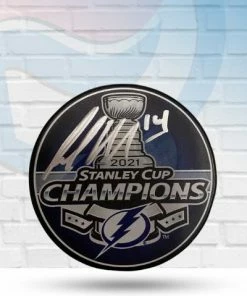 Fan Cave Sports Patrick Maroon Tampa Bay Lightning Autographed 2021 Stanley Cup Champions Logo Puck - COA Autographed Memorabilia
