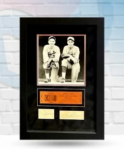 Fan Cave Sports Autographed Memorabilia Paul And Dizzy Dean St Louis Cardinals Autographed Framed Cuts W/ Exhibition Game Ticket - JSA Full Letter