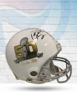 Fan Cave Sports Peyton Manning Autographed Full Size Super Bowl 50 'On The 50' Authentic Helmet - Steiner & Fanatics COA Autographed Memorabilia