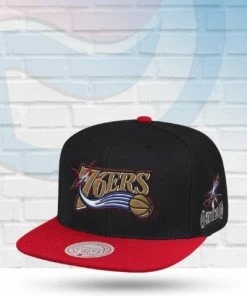 Mitchell & Ness Philadelphia 76ers Mitchell And Ness 2002 All Star Side Patch Snapback Hat Hats