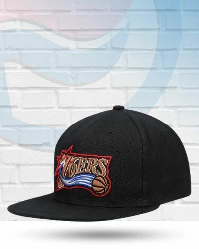 Mitchell & Ness Philadelphia 76ers Mitchell And Ness Core HWC Black Snapback Hat 1 Mitchell & Ness Philadelphia 76ers Mitchell And Ness Core HWC Black Snapback Hat