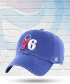 '47 Brand Hats Philadelphia 76ers Royal Clean Up Adjustable Hat