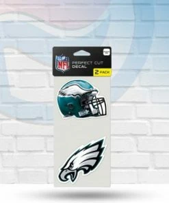 WinCraft Philadelphia Eagles Helmet And Logo Set Of Two Perfect Cut Decals 4" X 4"