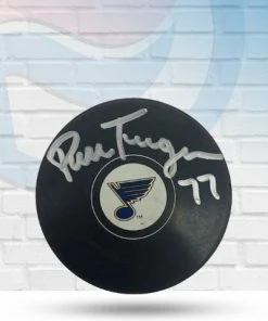 Fan Cave Sports Pierre Turgeon St Louis Blues Autographed Logo Puck-COA
