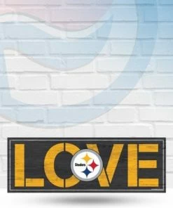 WinCraft Pittsburgh Steelers Love 8" X 23" Wooden Sign Wall Signs