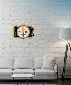 WinCraft Pittsburgh Steelers State Shaped Wooden Sign Wall Signs