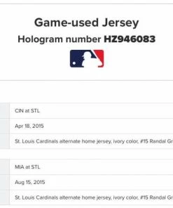 Fan Cave Sports Randal Grichuk St Louis Cardinals Autographed Authentic Game Worn Alternate Jersey - MLB