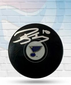 Fan Cave Sports Robert Thomas St Louis Blues Autographed Logo Puck - COA Autographed Memorabilia