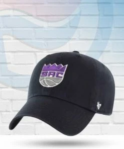 '47 Brand Hats Sacramento Kings Black Clean Up Adjustable Hat