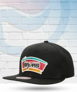Mitchell & Ness Hats San Antonio Spurs Mitchell And Ness Core HWC Black Snapback Hat