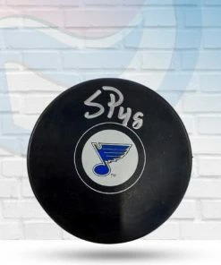 Fan Cave Sports Scott Perunovich St Louis Blues Autographed Logo Puck - COA Autographed Memorabilia