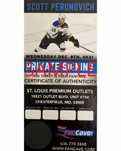 Fan Cave Sports Scott Perunovich St Louis Blues Autographed Official Game Puck - COA Autographed Memorabilia 2 Fan Cave Sports Scott Perunovich St Louis Blues Autographed Official Game Puck - COA Autographed Memorabilia