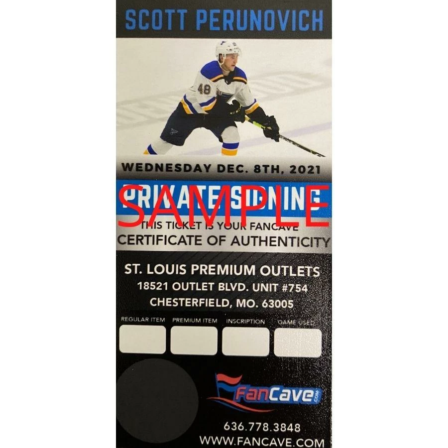 Fan Cave Sports Scott Perunovich St Louis Blues Autographed Photo With Inscription - COA 2 Fan Cave Sports Scott Perunovich St Louis Blues Autographed Photo With Inscription - COA