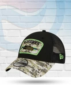 New Era Seattle Seahawks 2021 Salute To Service 9FORTY Trucker Adjustable Hat Hats