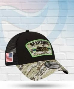 New Era Seattle Seahawks 2021 Salute To Service 9FORTY Trucker Adjustable Hat Hats