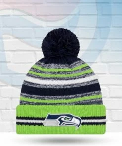 New Era Seattle Seahawks 2021 Sideline Sport Knit Pom Beanie