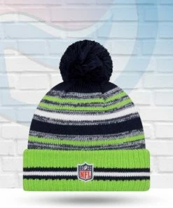 New Era Seattle Seahawks 2021 Sideline Sport Knit Pom Beanie
