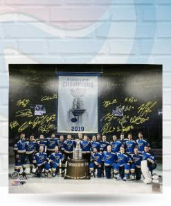 Fan Cave Sports St Louis Blues Banner Night Team Autographed 20x24 Photo - 17 Autos! Autographed Memorabilia