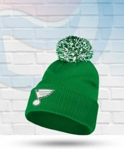 Adidas St Louis Blues Knit Pom St Patricks Day Beanie Hats