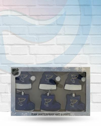 Forever Collectibles Holiday St Louis Blues Team Shatterproof Hats And Boots Christmas Ornament 1 Forever Collectibles Holiday St Louis Blues Team Shatterproof Hats And Boots Christmas Ornament